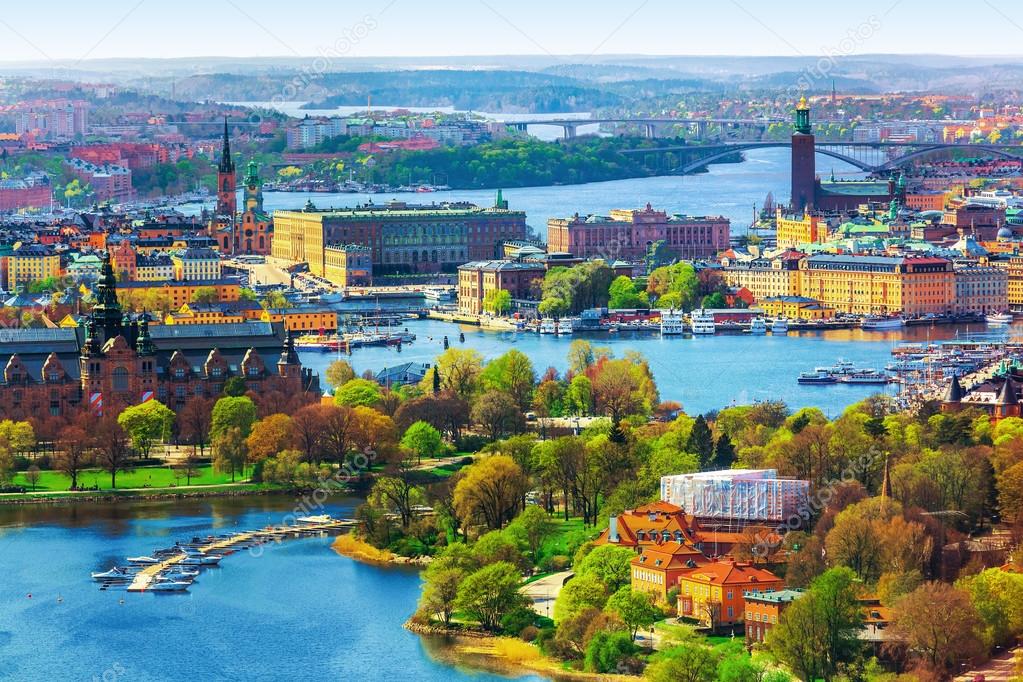 Vista Aérea da cidade de Estocolmo, na Suécia