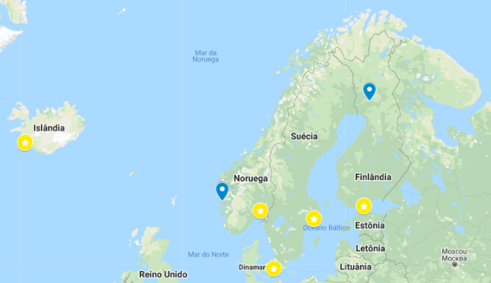 Mapa da Escandinávia