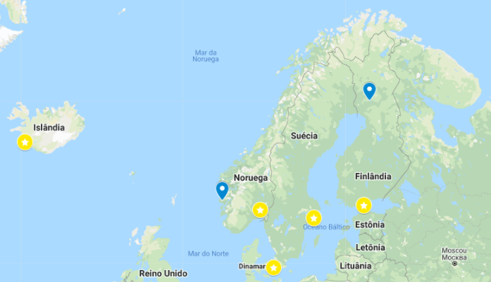 Vetores de Escandinávia Báltico Mapa Países Nórdicos Dinamarca